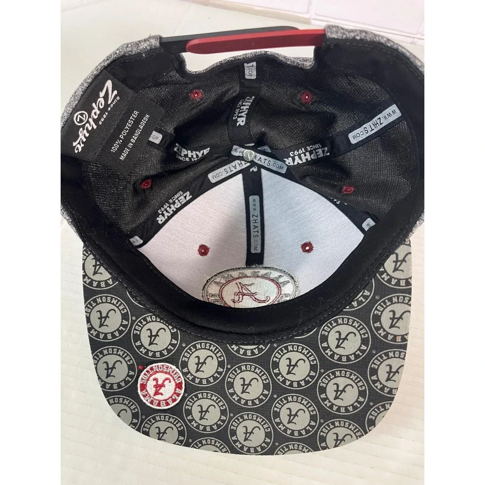 Zephyr Alabama Crimson Tide‎ Hat Mens OSFM Gray Snapback NCAA Flat Bill Cap